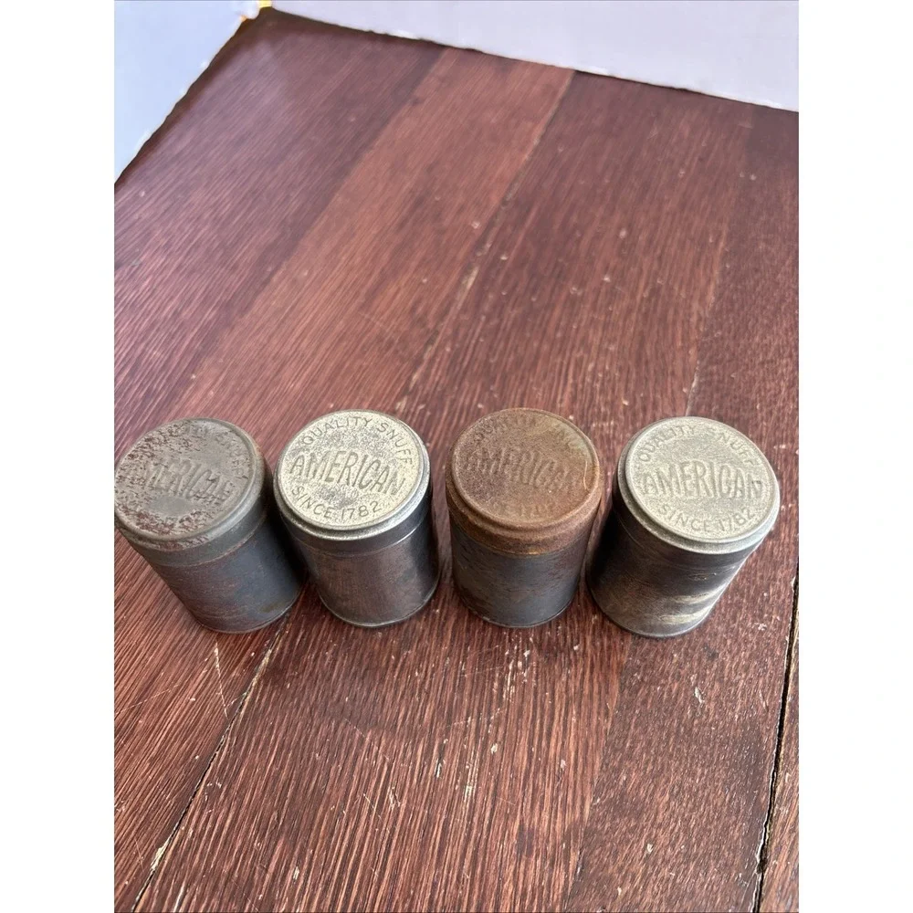 American Quality Snuff‎ Tin Since 1782 Early Tobacco Collectible Can w/Lid Lot-4